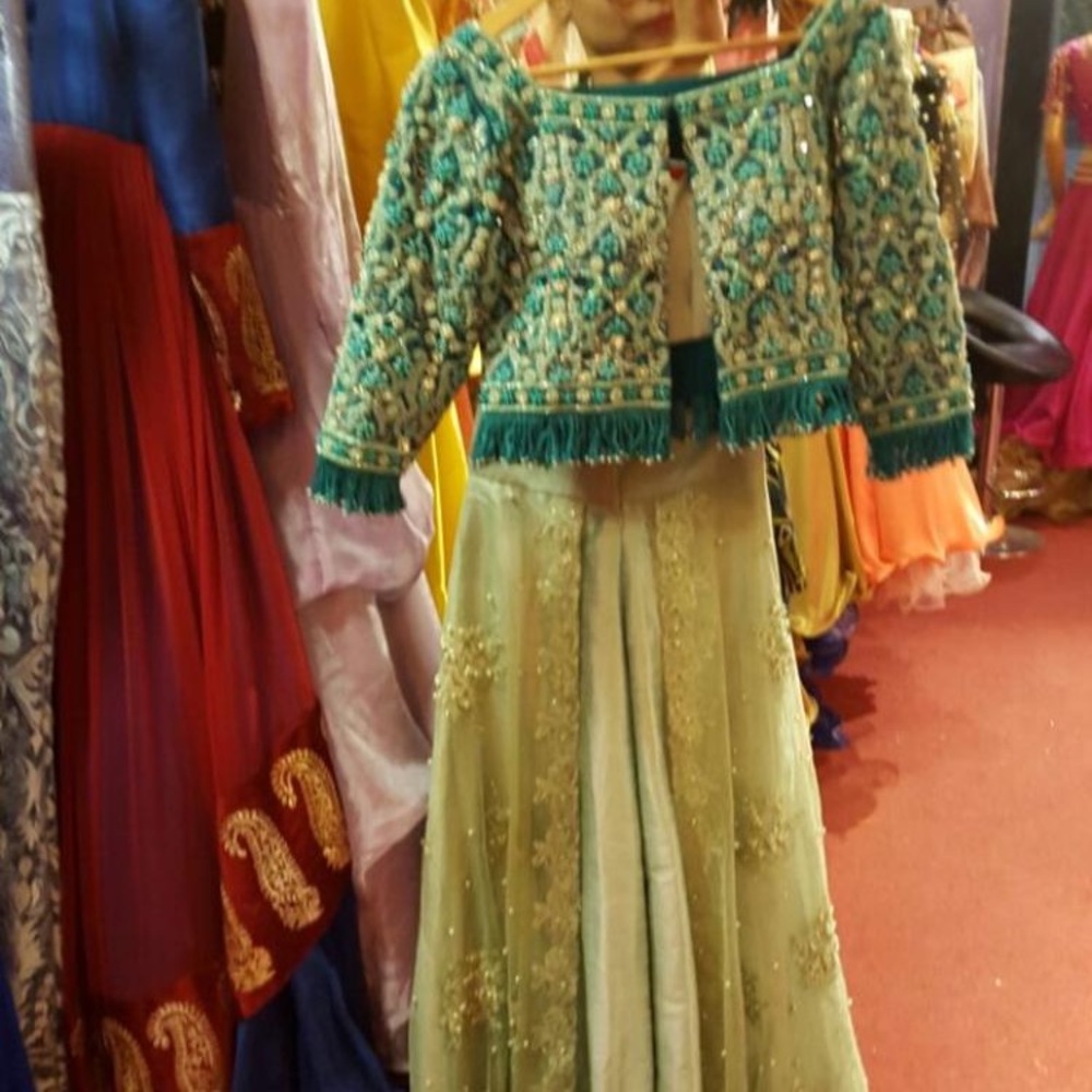 Emerald green beaded dress. Pallazo Sz S Indian